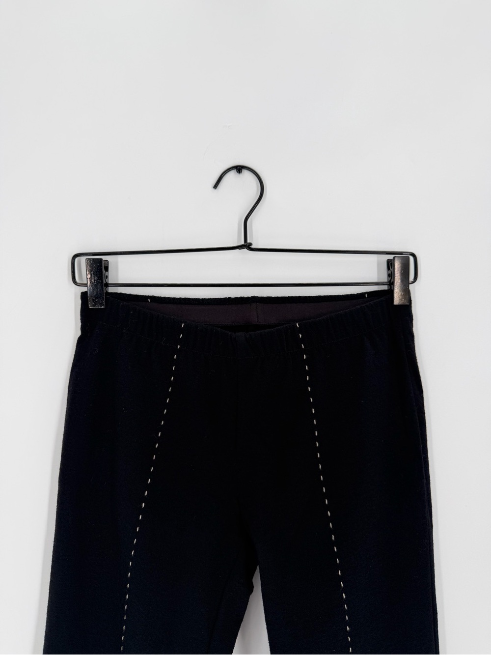 Uma Wang Rare Philip Black White Contrast Stitch Gauze Textured Wool Blend Pants